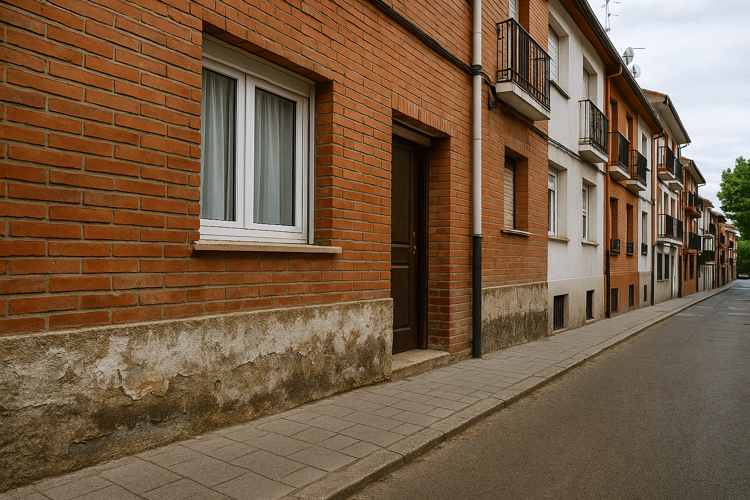 Humedades en Collado Villalba, edificio que muestra deterioro por humedad